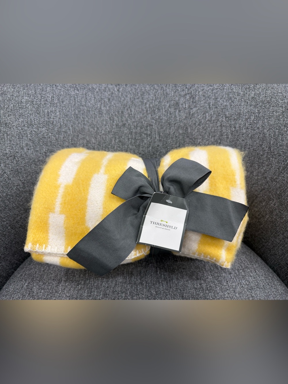 Threshold Yellow and White Striped Throw